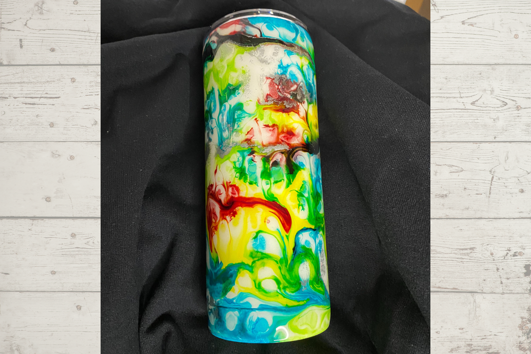 RED YELLOW BLUE AND GREEN  FLAMES 20 oz Tumbler